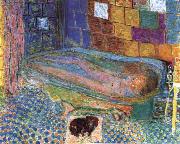 Nude in the bath and small dog